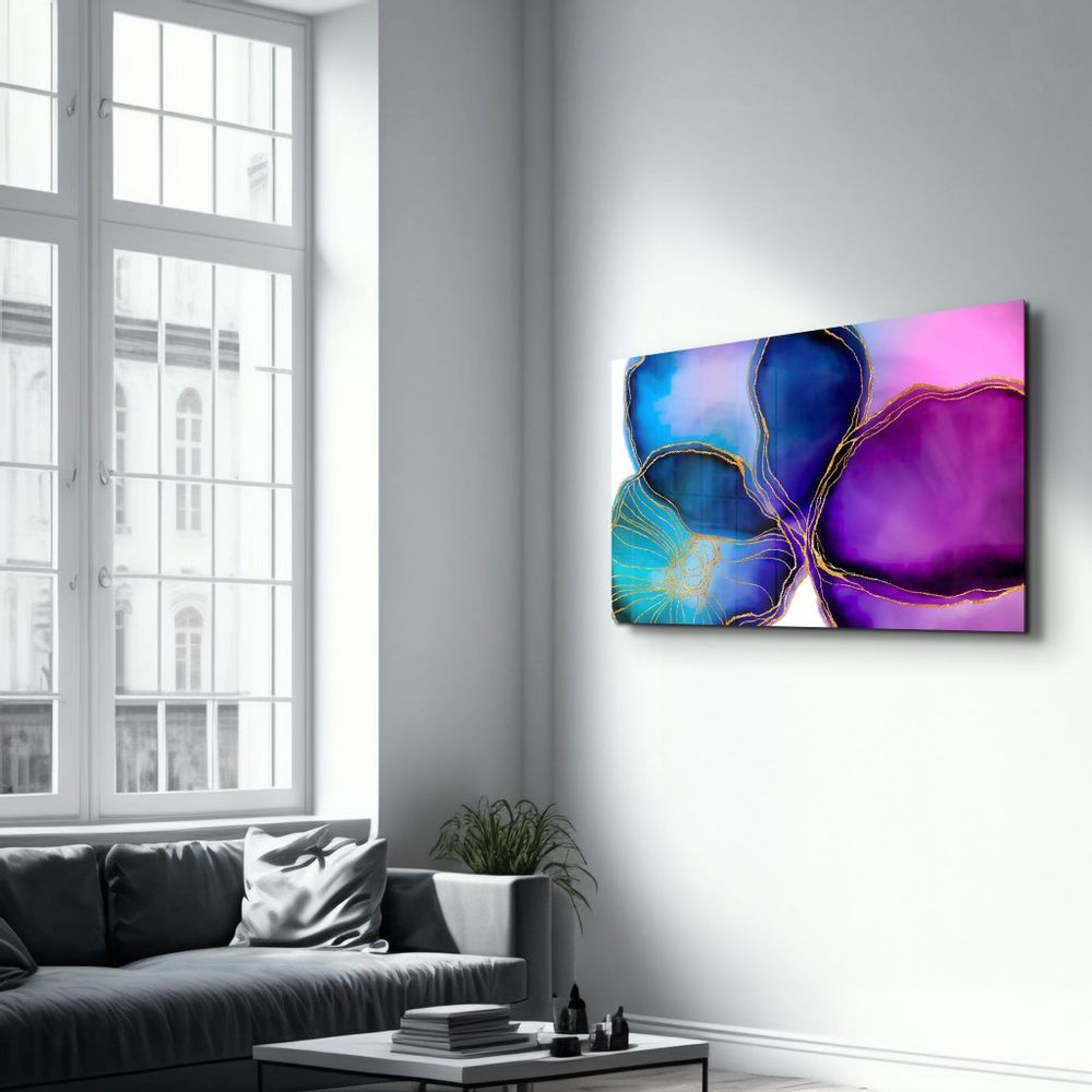 Autres décorations murales - Shapes and Golden Lines | Glass Wall Art - ARTDESIGNA