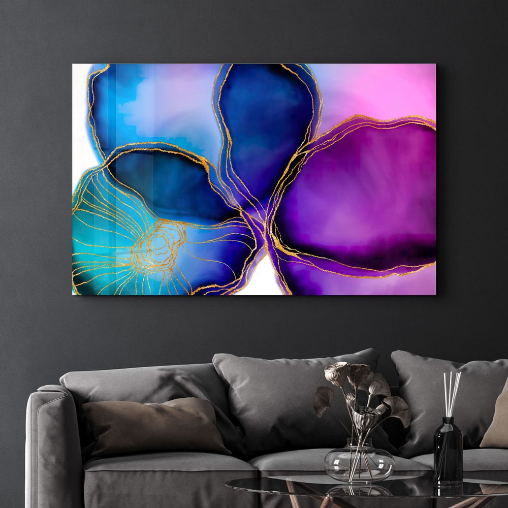 Autres décorations murales - Shapes and Golden Lines | Glass Wall Art - ARTDESIGNA