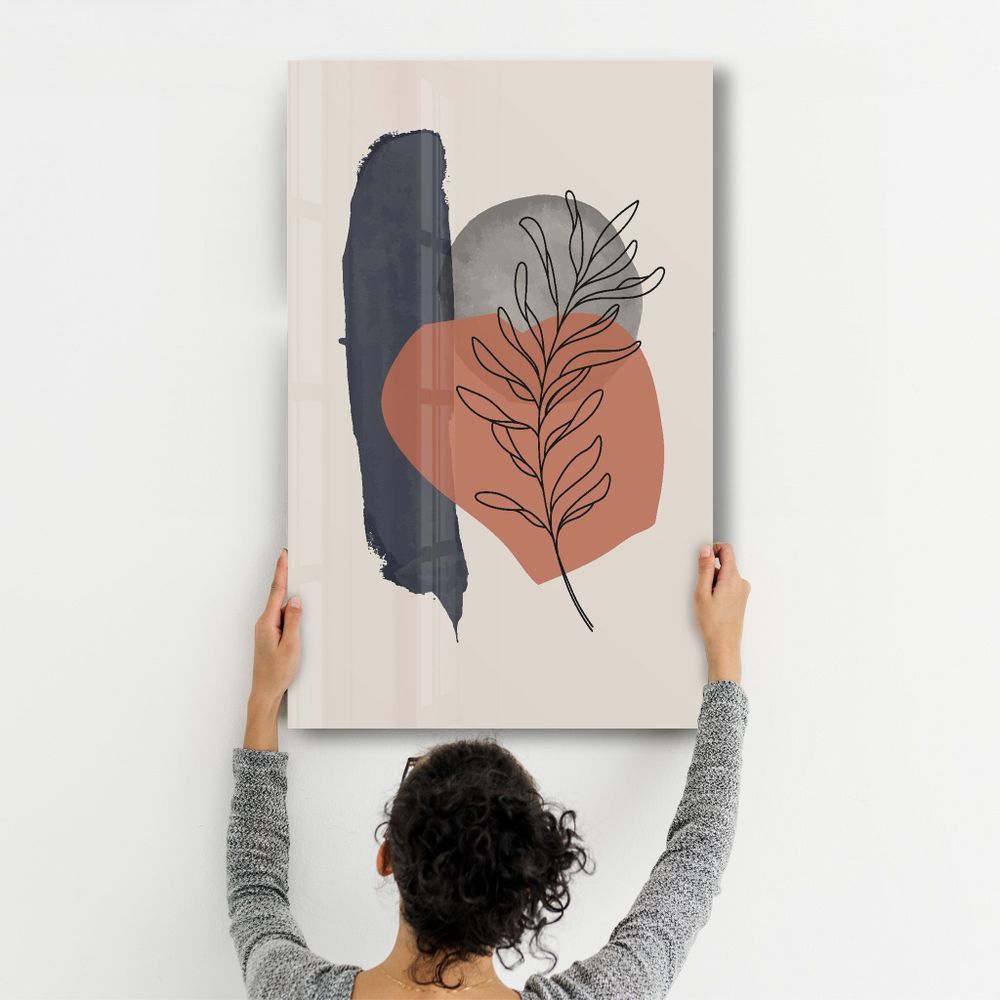 Autres décorations murales - Abstract Shapes and Leaves V4 | Glass Wall Art - ARTDESIGNA