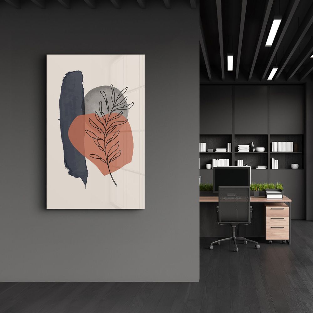 Autres décorations murales - Abstract Shapes and Leaves V4 | Glass Wall Art - ARTDESIGNA