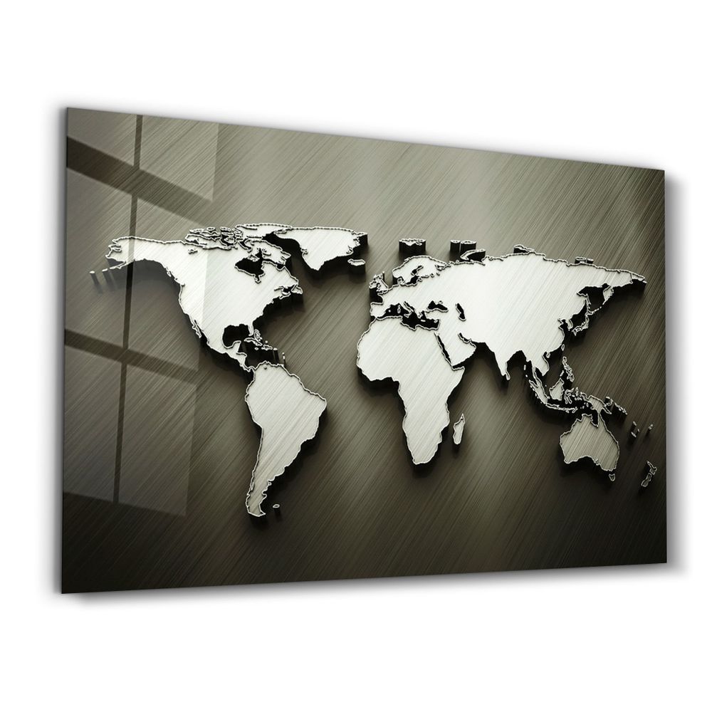 Other wall decoration - Metallic World Map | Glass Wall Art - ARTDESIGNA