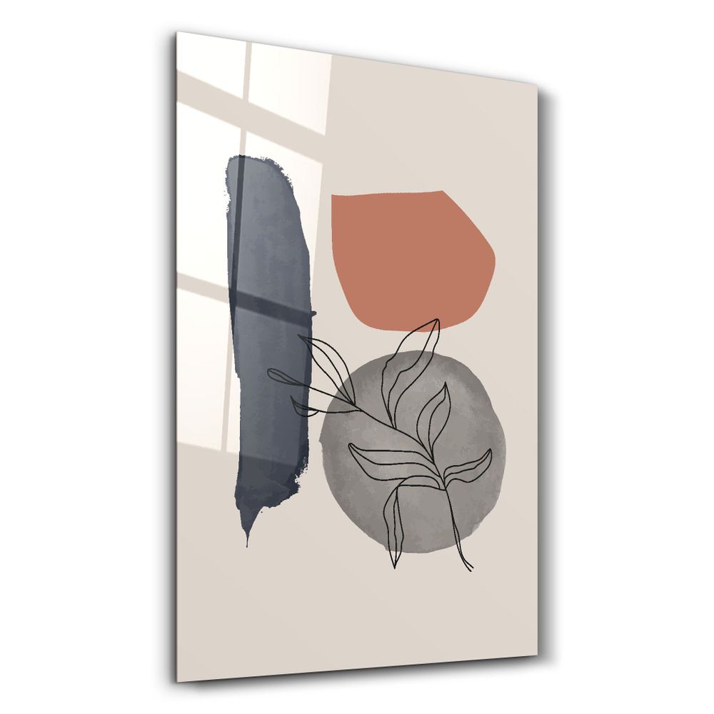 Autres décorations murales - Abstract Shapes and Leaves V5 | Glass Wall Art - ARTDESIGNA