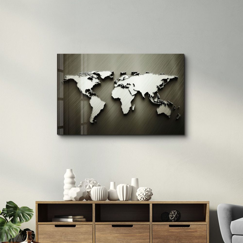 Other wall decoration - Metallic World Map | Glass Wall Art - ARTDESIGNA