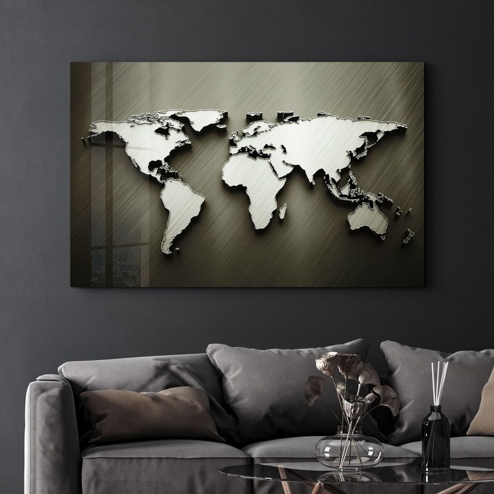Other wall decoration - Metallic World Map | Glass Wall Art - ARTDESIGNA