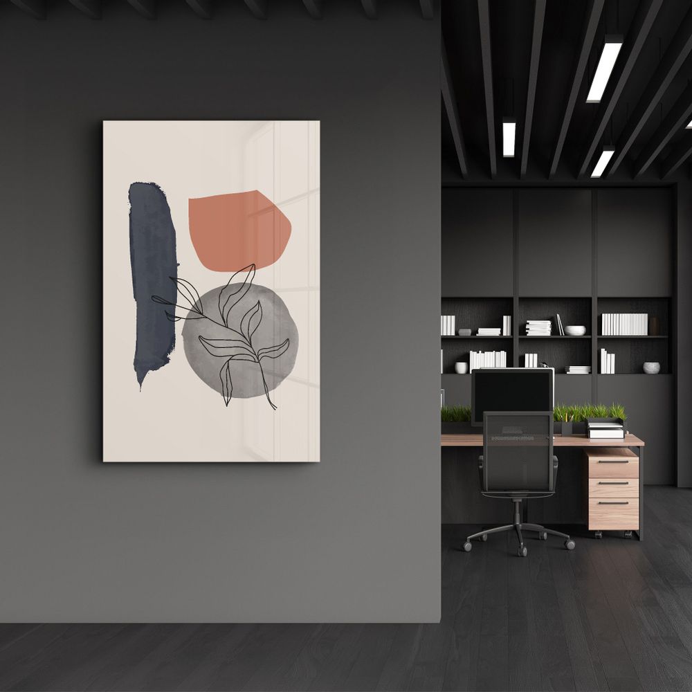 Autres décorations murales - Abstract Shapes and Leaves V5 | Glass Wall Art - ARTDESIGNA