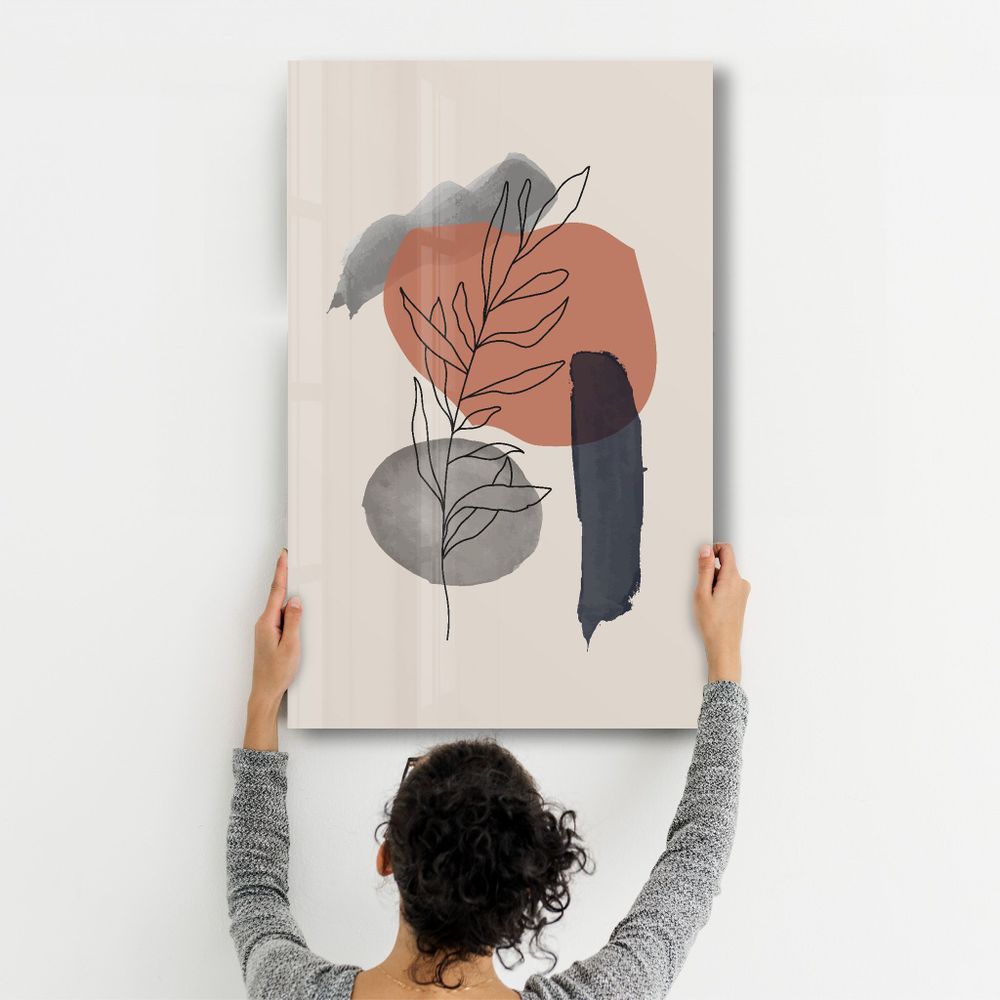 Other wall decoration - Abstract Shapes and Leaves V6 | Glass Wall Art - ARTDESIGNA