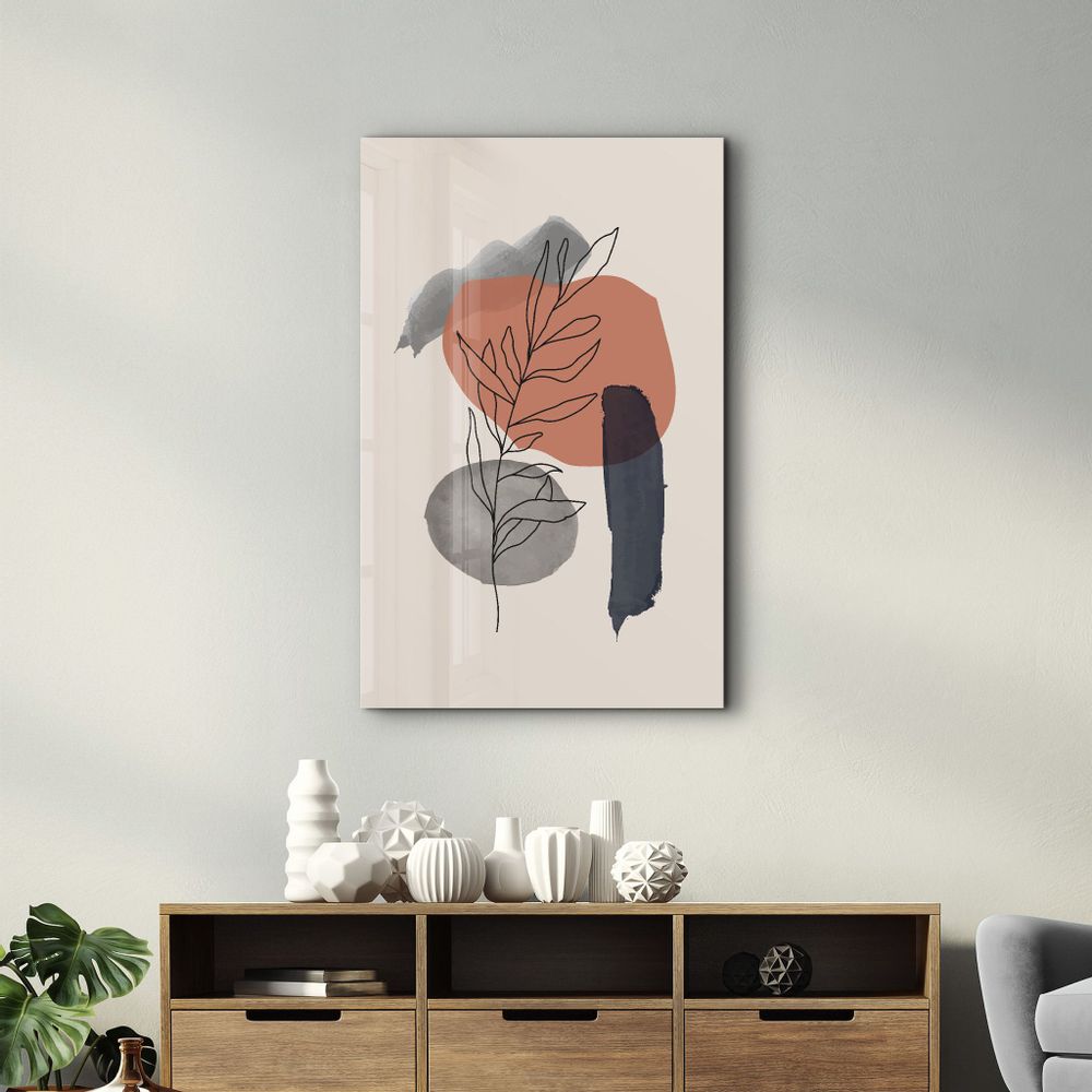 Other wall decoration - Abstract Shapes and Leaves V6 | Glass Wall Art - ARTDESIGNA