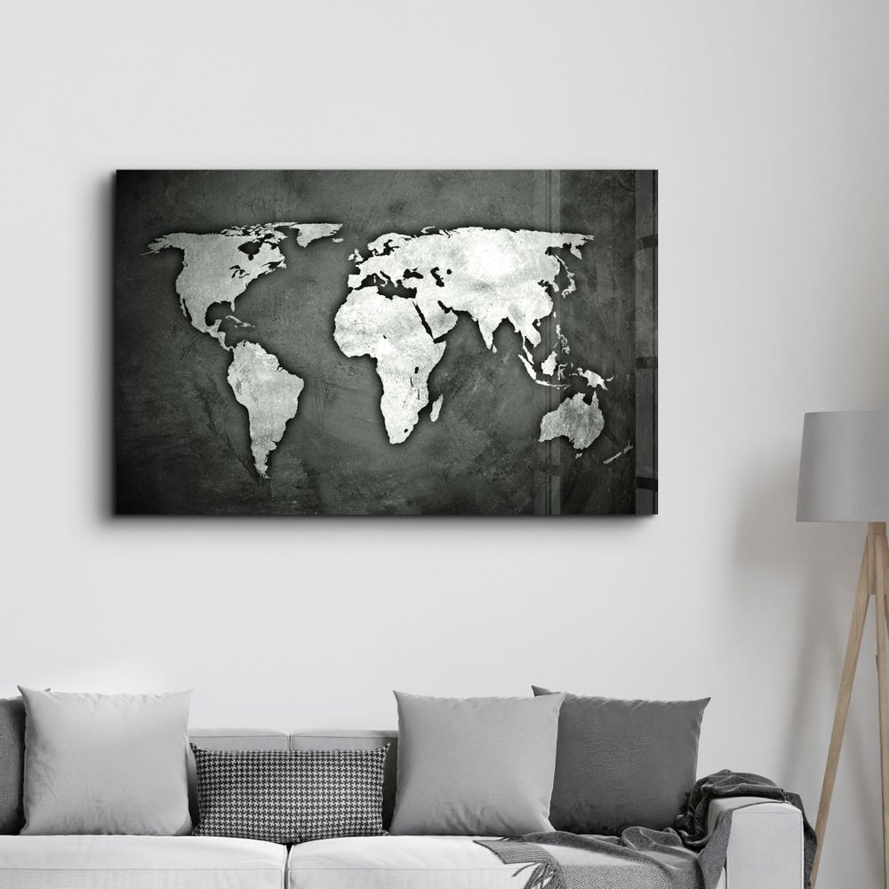 Autres décorations murales - World Map 3 | Glass Wall Art - ARTDESIGNA