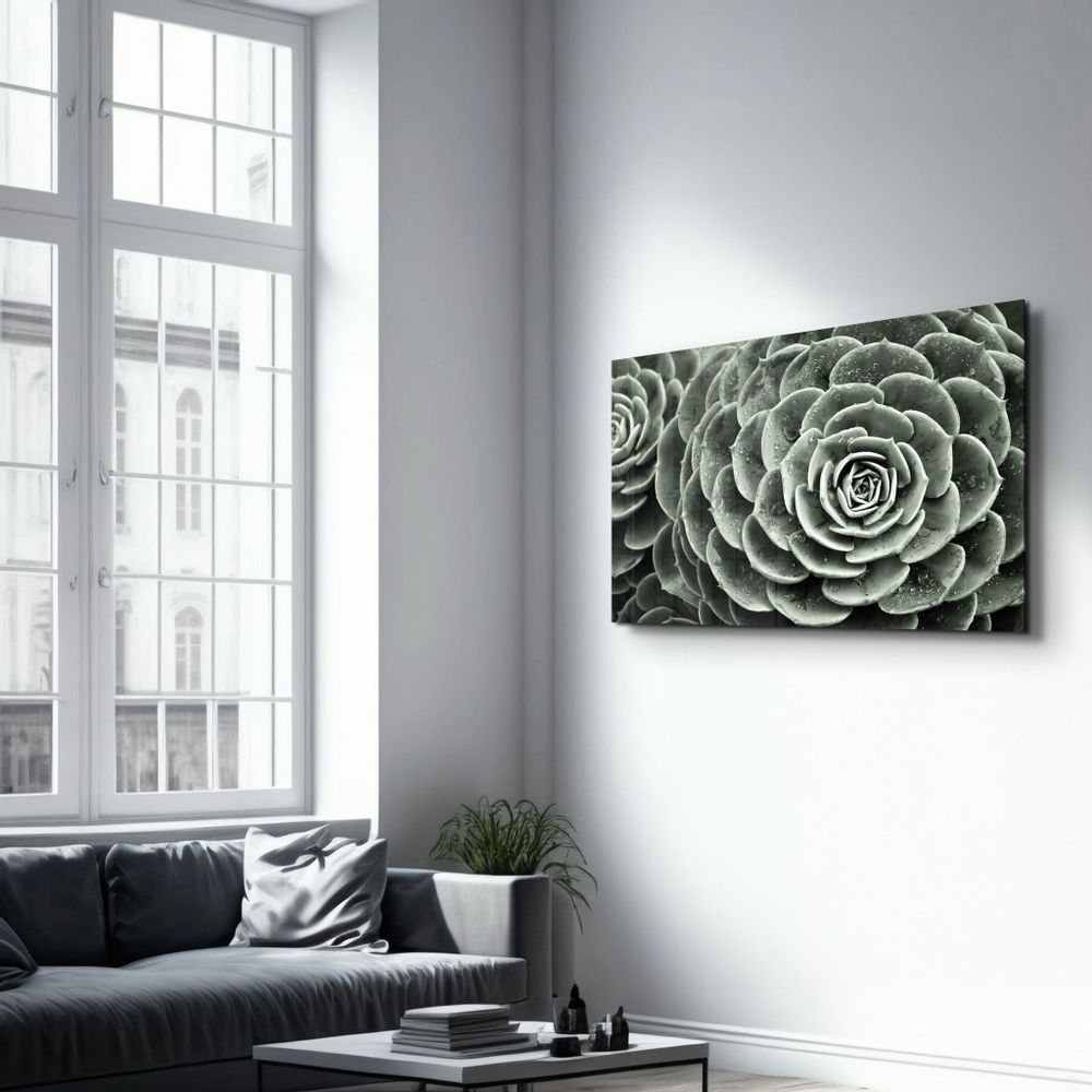 Autres décorations murales - Raindrops On Echeveria | Glass Wall Art - ARTDESIGNA