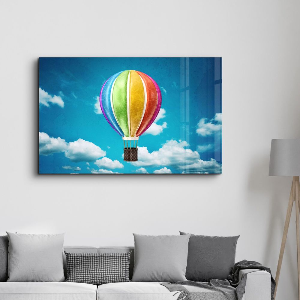 Other wall decoration - Rainbow Air Balloon | Glass Wall Art - ARTDESIGNA