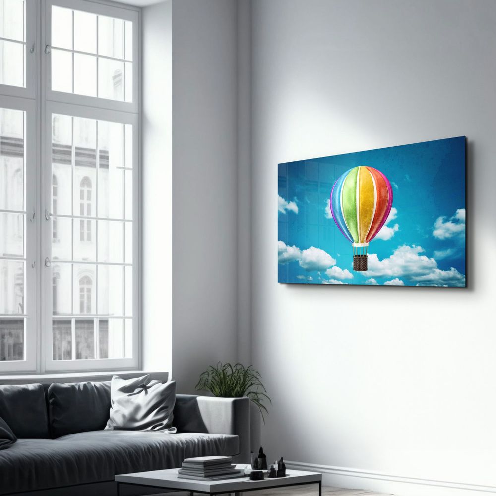 Other wall decoration - Rainbow Air Balloon | Glass Wall Art - ARTDESIGNA