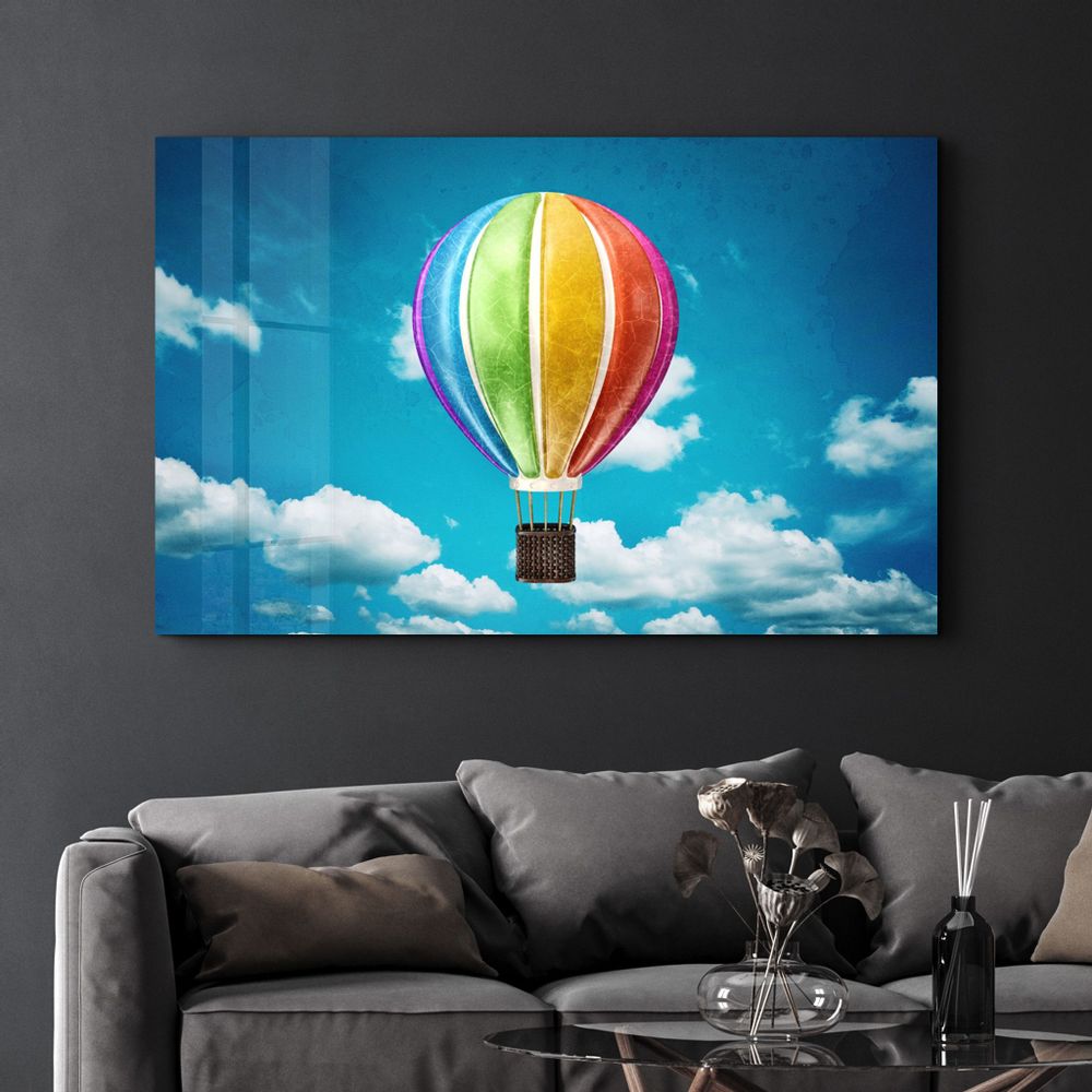 Other wall decoration - Rainbow Air Balloon | Glass Wall Art - ARTDESIGNA