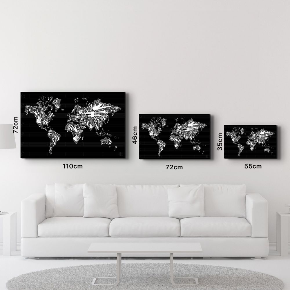 Autres décorations murales - Music World Map | Glass Wall Art - ARTDESIGNA