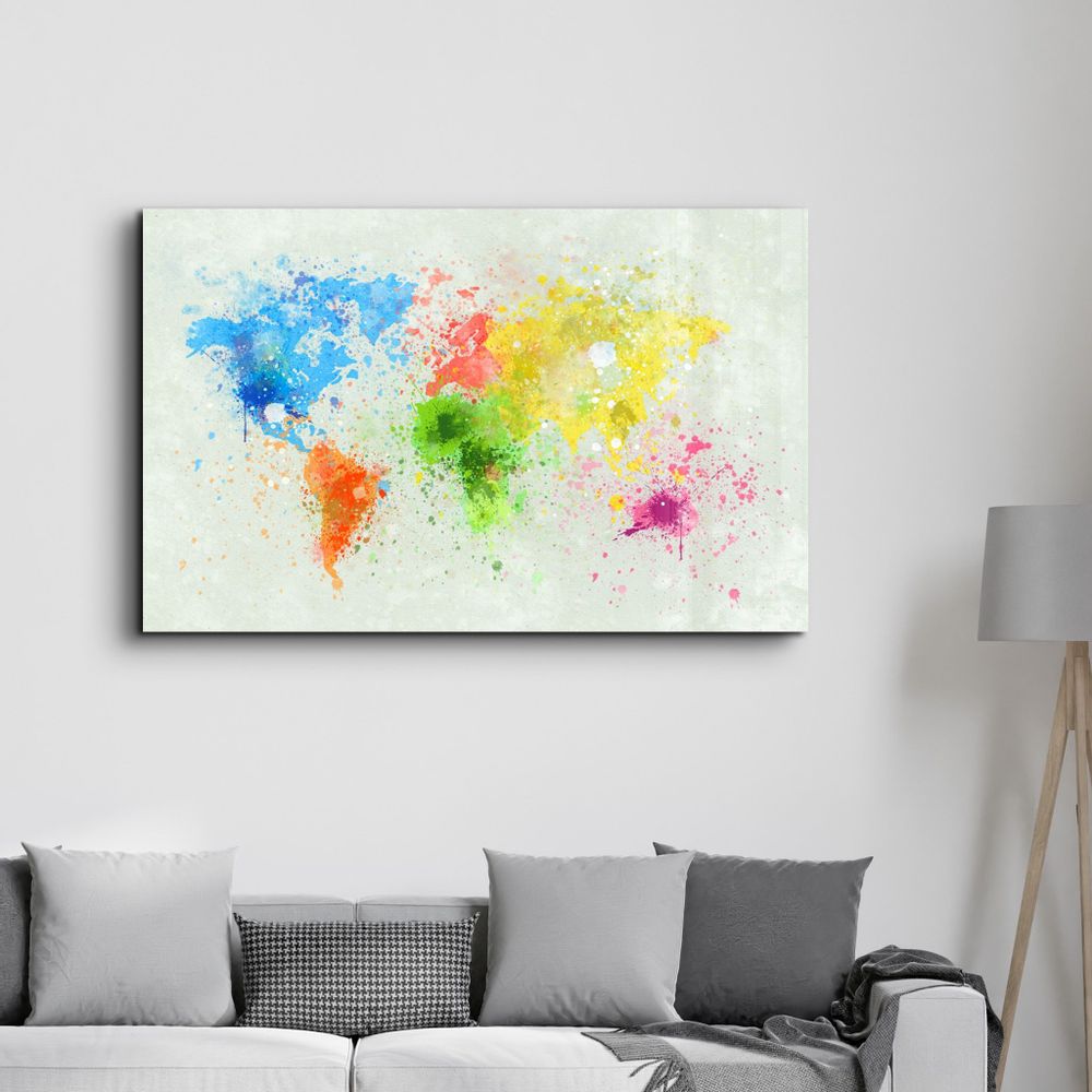 Other wall decoration - Rainbow World Map | Glass Wall Art - ARTDESIGNA