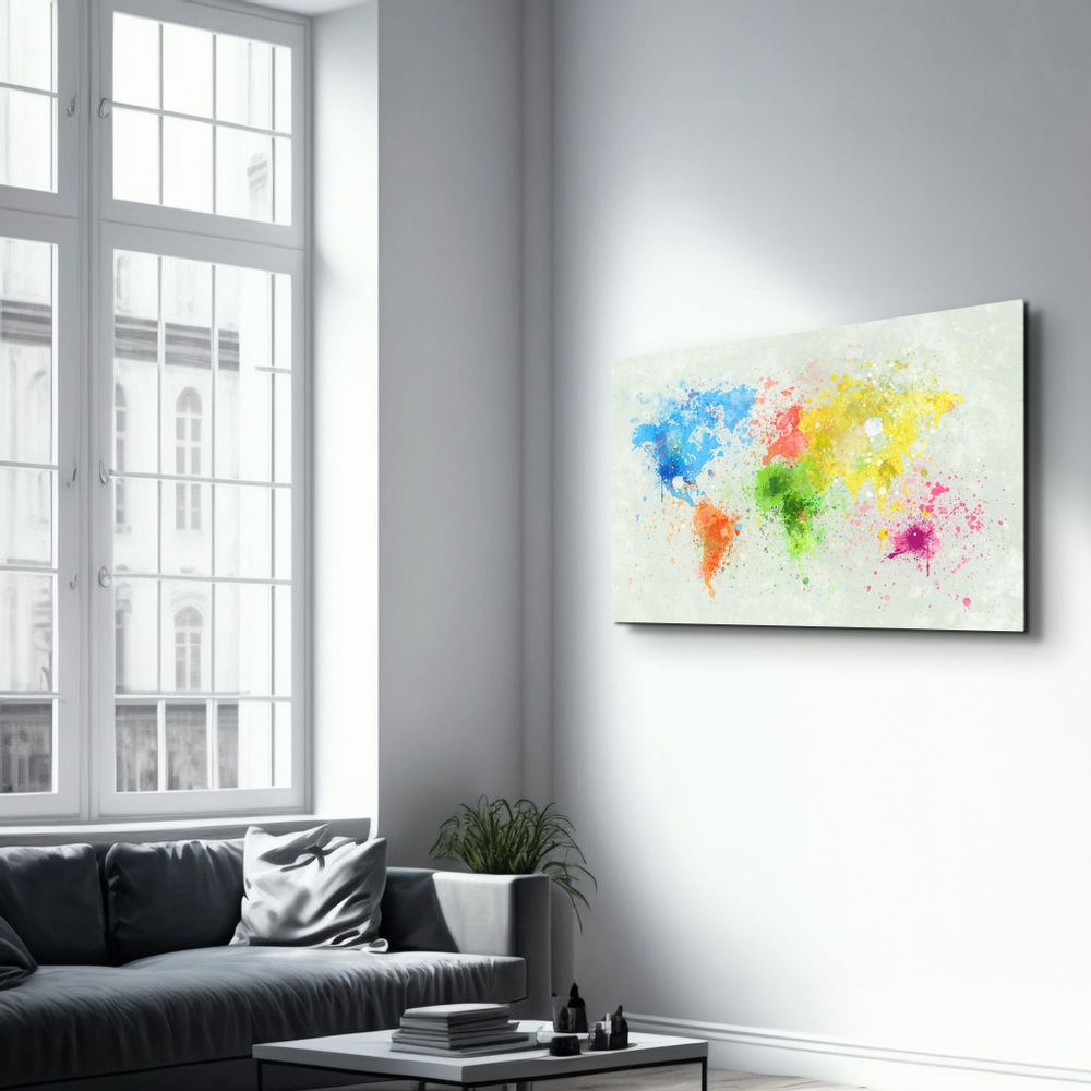 Other wall decoration - Rainbow World Map | Glass Wall Art - ARTDESIGNA
