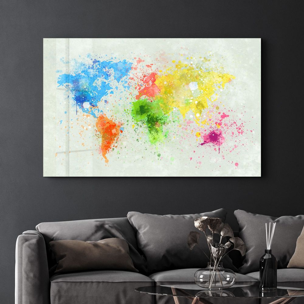 Other wall decoration - Rainbow World Map | Glass Wall Art - ARTDESIGNA