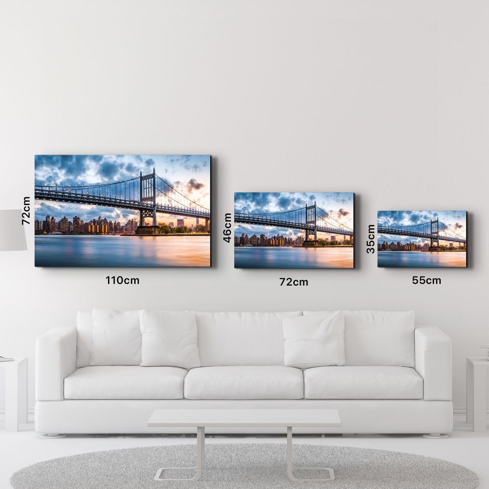 Autres décorations murales - Sunset With Brooklyn Bridge | Glass Wall Art - ARTDESIGNA