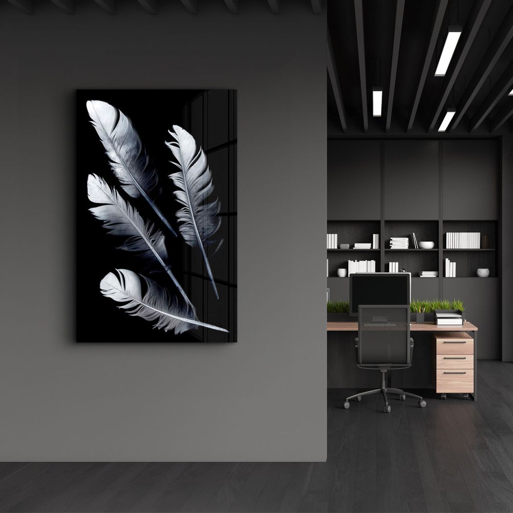 Other wall decoration - White Feathers | Glass Wall Art - ARTDESIGNA