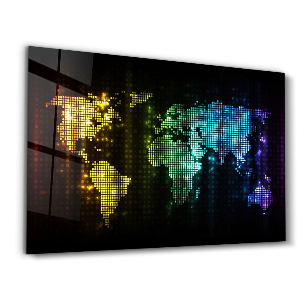 Autres décorations murales - Colorful World Map | Glass Wall Art - ARTDESIGNA