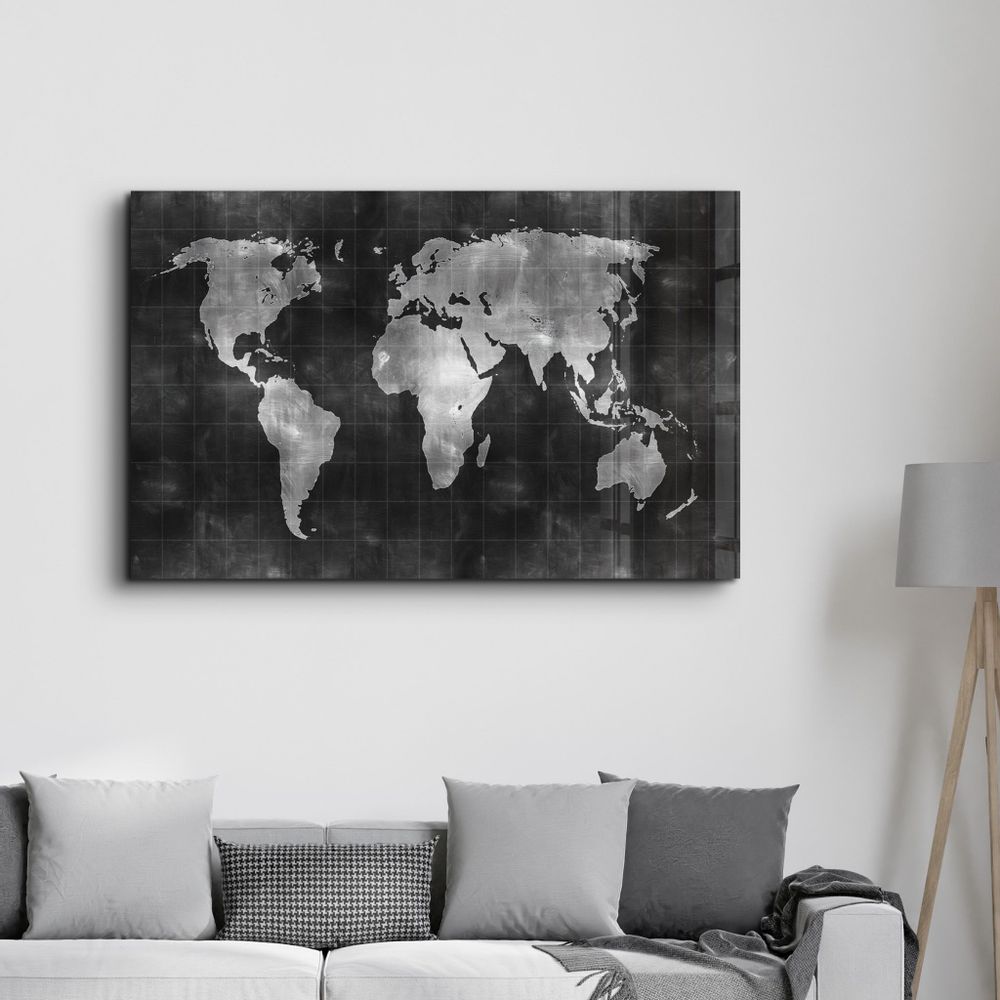 Autres décorations murales - Wold Map | Glass Wall Art - ARTDESIGNA