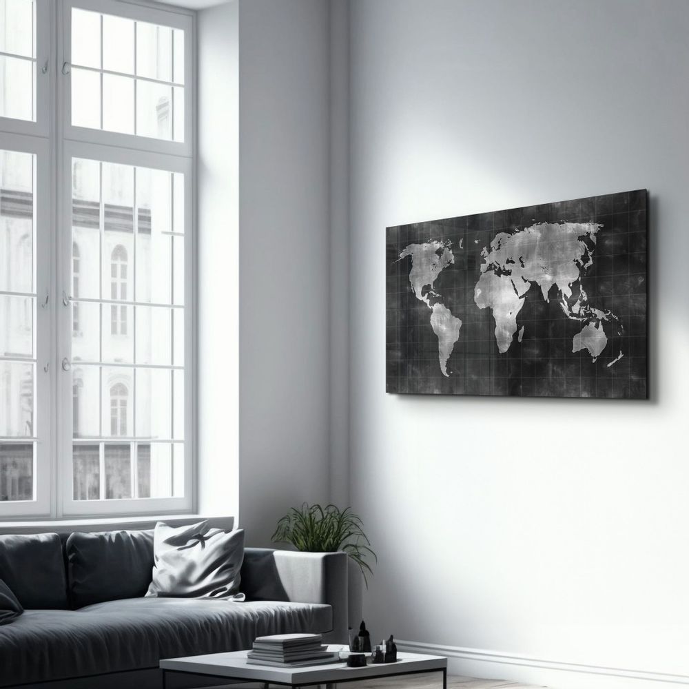 Autres décorations murales - Wold Map | Glass Wall Art - ARTDESIGNA