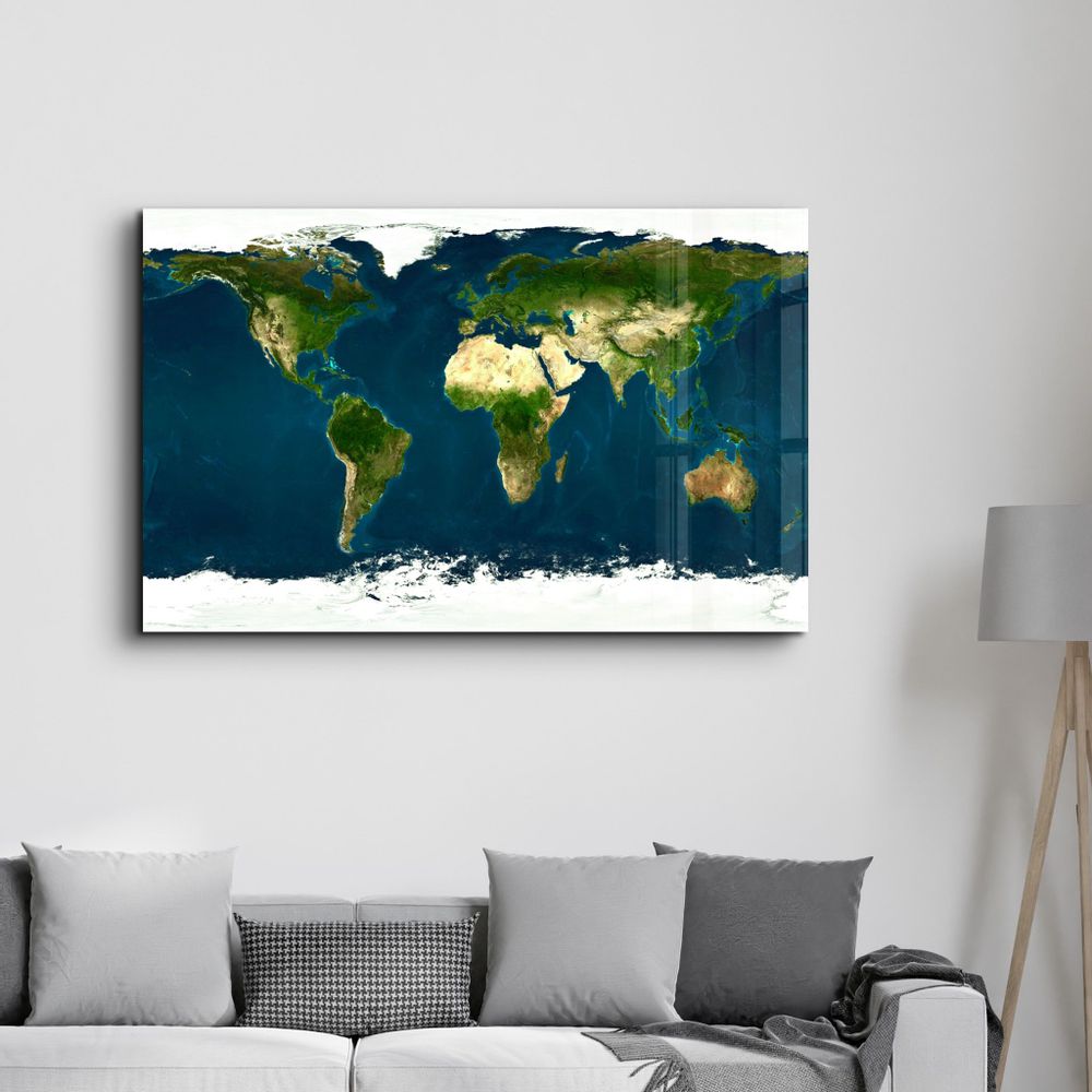 Other wall decoration - Satellite World Map | Glass Wall Art - ARTDESIGNA