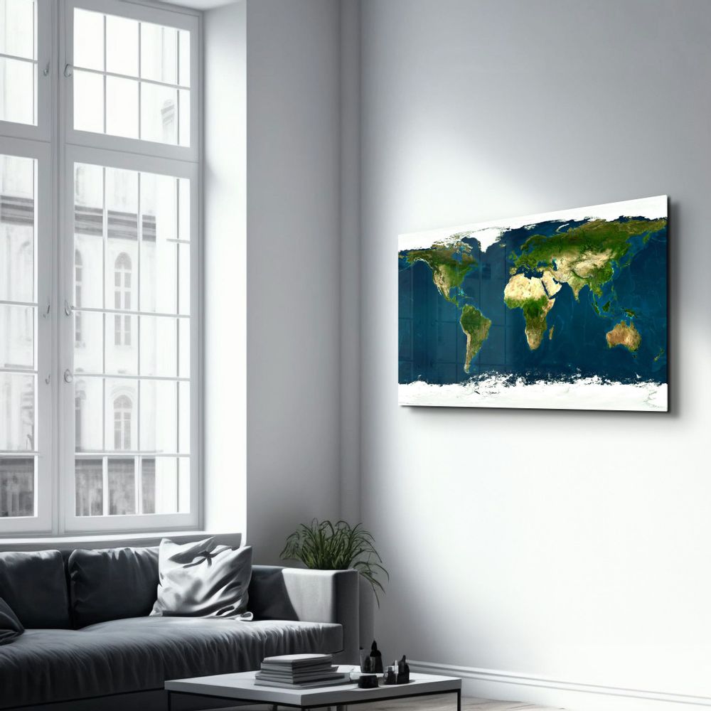 Other wall decoration - Satellite World Map | Glass Wall Art - ARTDESIGNA