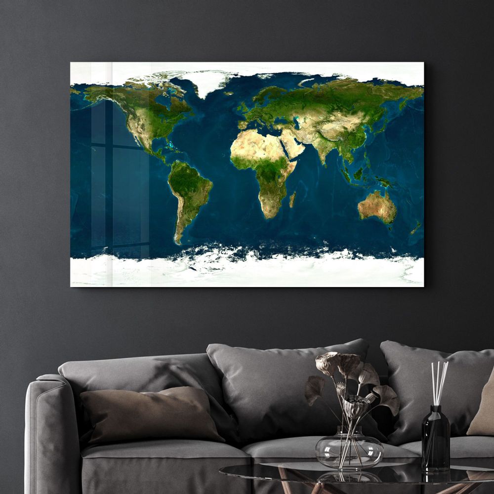 Other wall decoration - Satellite World Map | Glass Wall Art - ARTDESIGNA