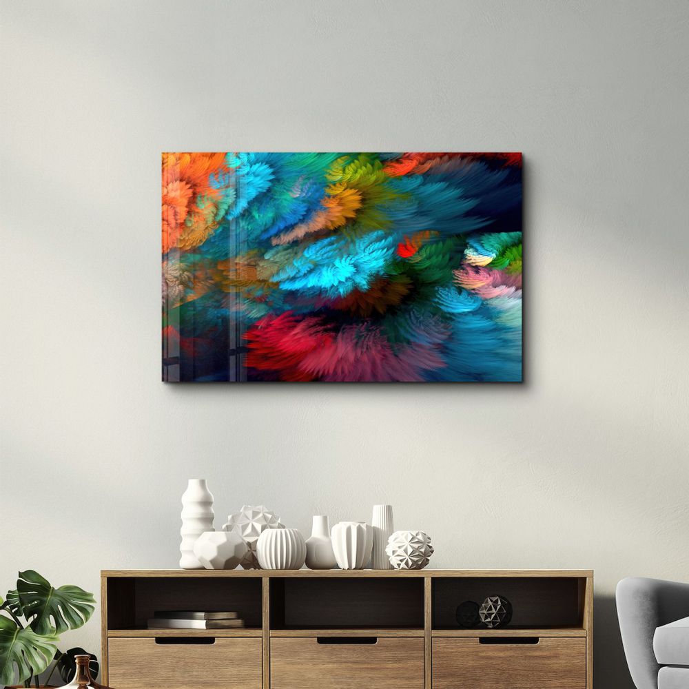 Autres décorations murales - Colorful Plumes | Glass Wall Art - ARTDESIGNA