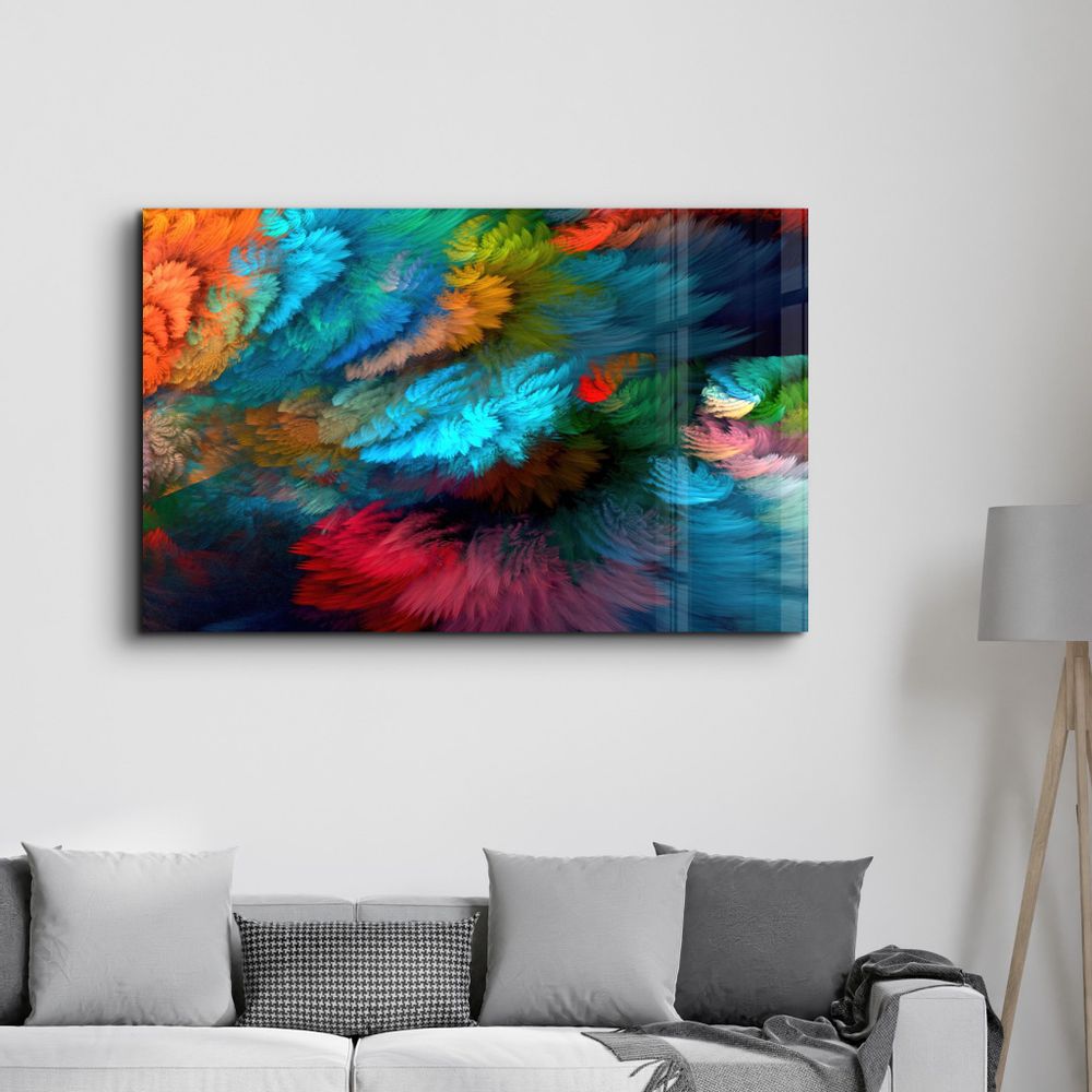 Autres décorations murales - Colorful Plumes | Glass Wall Art - ARTDESIGNA