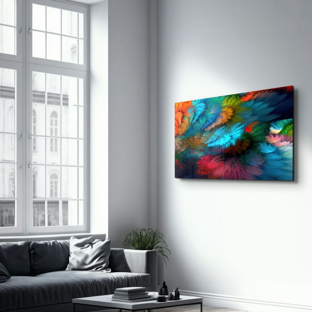 Autres décorations murales - Colorful Plumes | Glass Wall Art - ARTDESIGNA