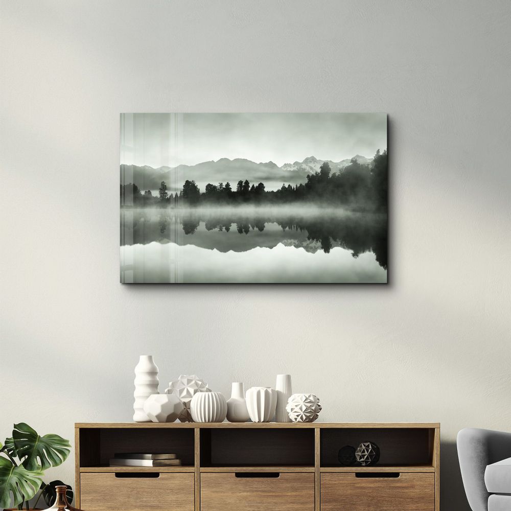 Other wall decoration - Foggy Lake | Glass Wall Art - ARTDESIGNA