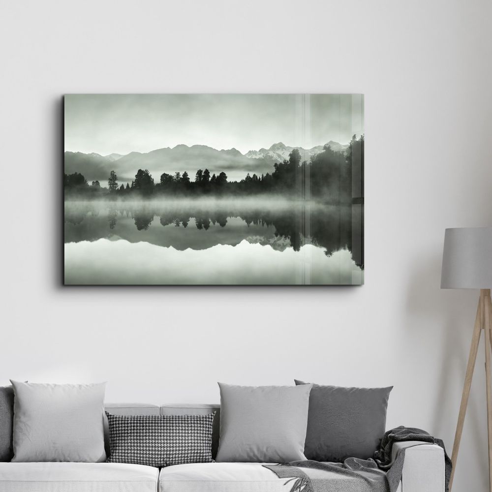 Other wall decoration - Foggy Lake | Glass Wall Art - ARTDESIGNA