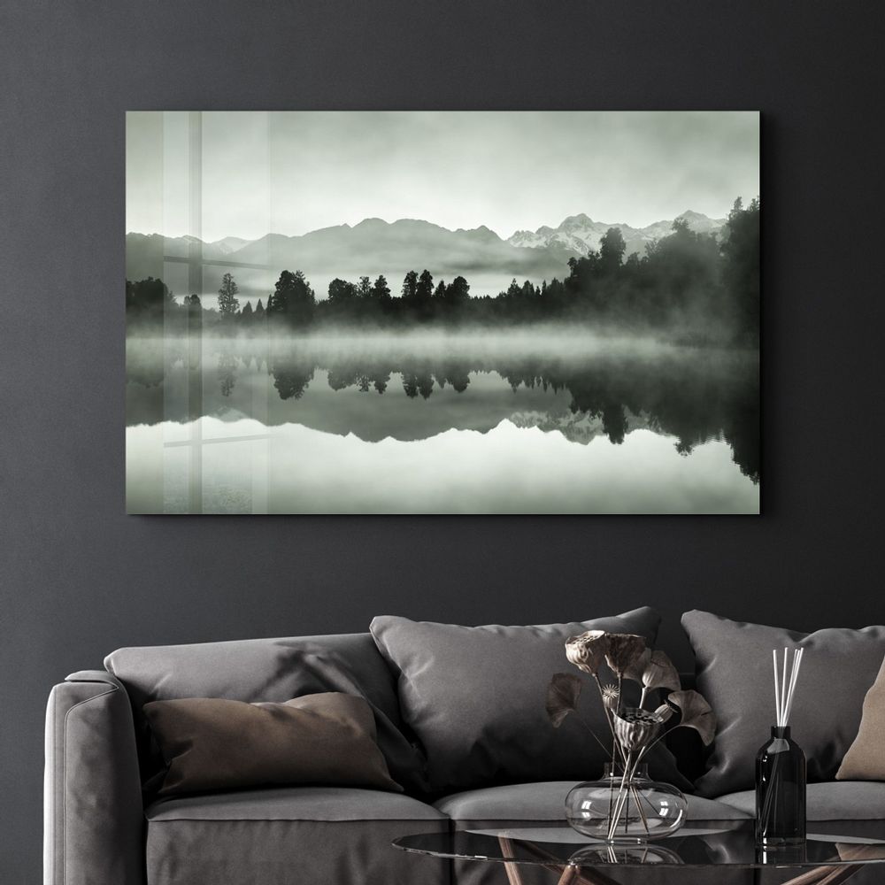 Other wall decoration - Foggy Lake | Glass Wall Art - ARTDESIGNA