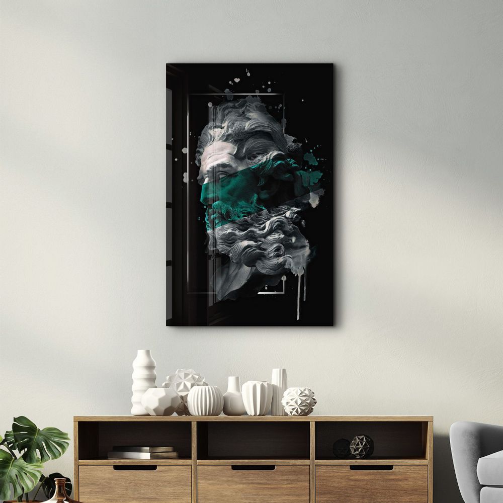 Autres décorations murales - Abstract Green Poseidon | Glass Wall Art - ARTDESIGNA