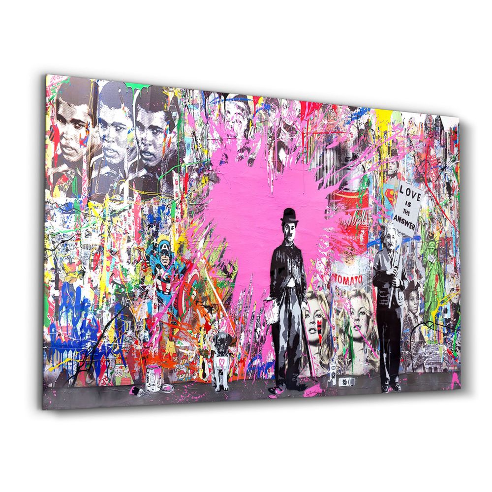 Autres décorations murales - Banksy Pink Love Glass Wall Art - ARTDESIGNA