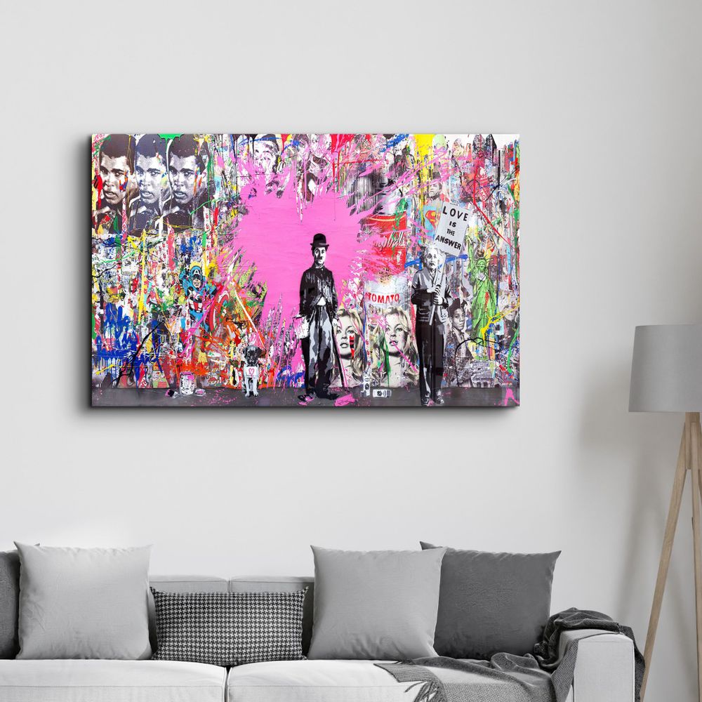 Autres décorations murales - Banksy Pink Love Glass Wall Art - ARTDESIGNA