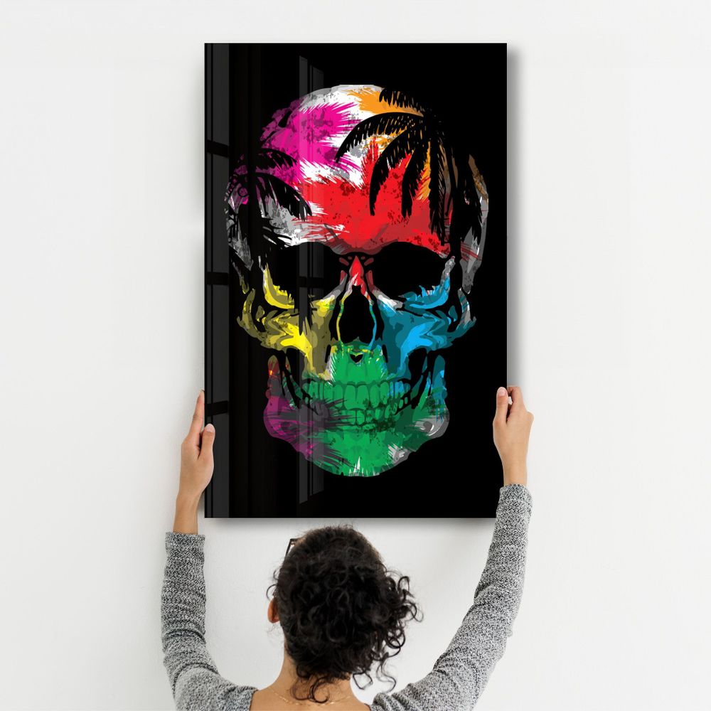 Autres décorations murales - The Palm Skull | Glass Wall Art - ARTDESIGNA