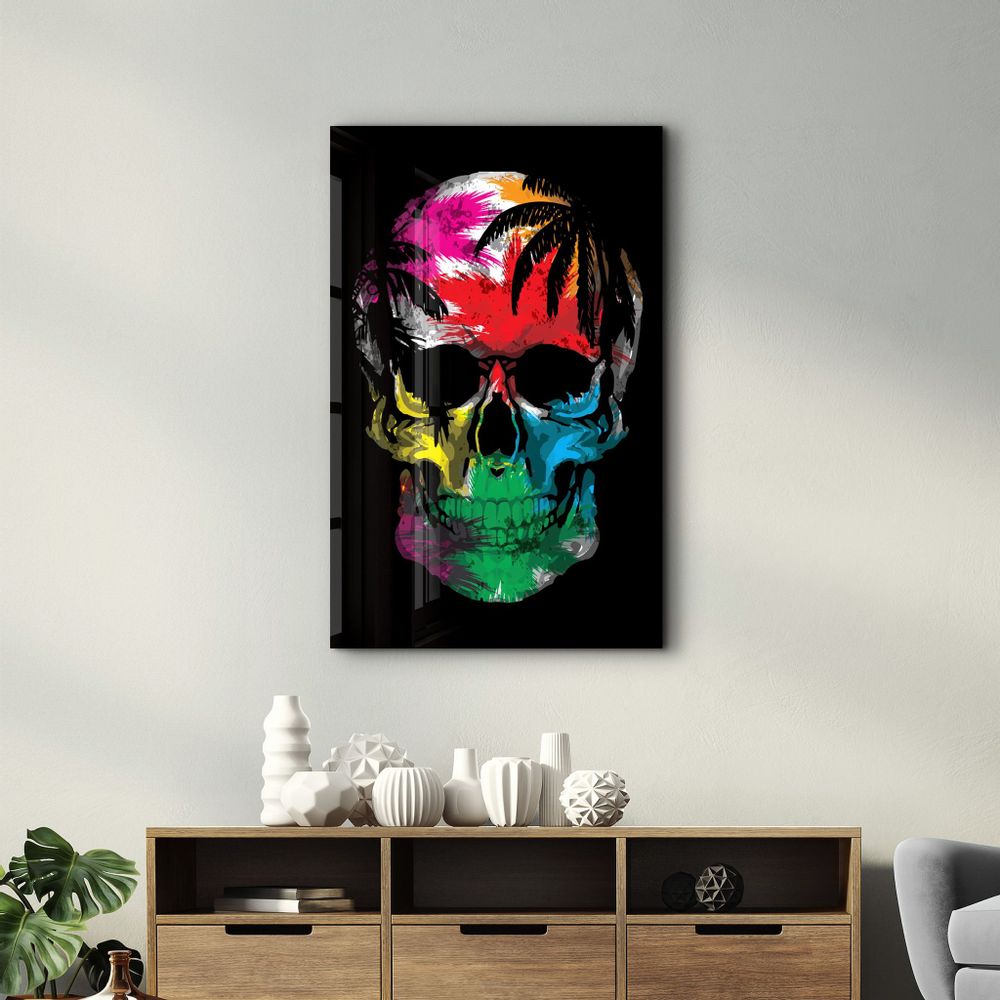 Autres décorations murales - The Palm Skull | Glass Wall Art - ARTDESIGNA