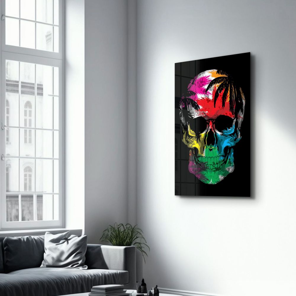 Autres décorations murales - The Palm Skull | Glass Wall Art - ARTDESIGNA
