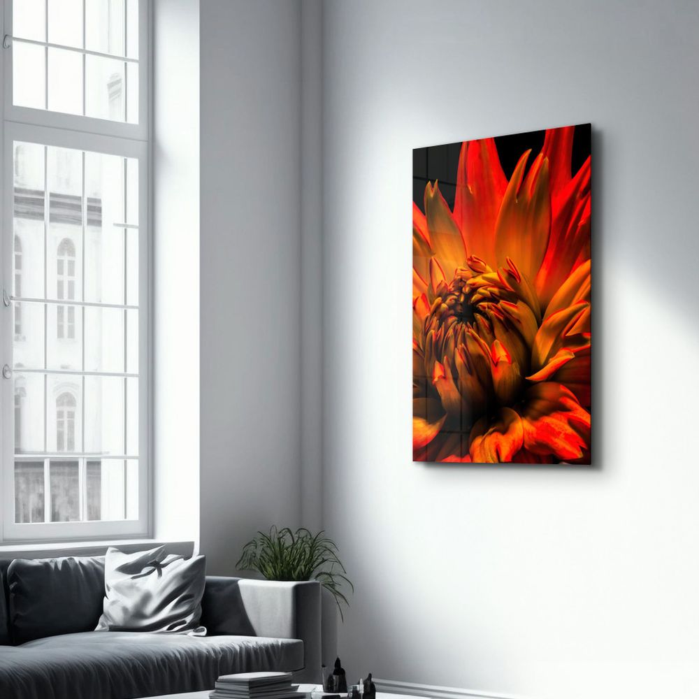 Other wall decoration - Orange Daisy | Glass Wall Art - ARTDESIGNA