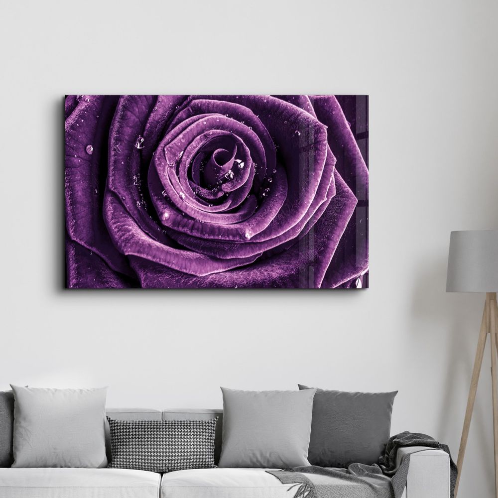 Autres décorations murales - Purple Rose V2 | Glass Wall Art - ARTDESIGNA