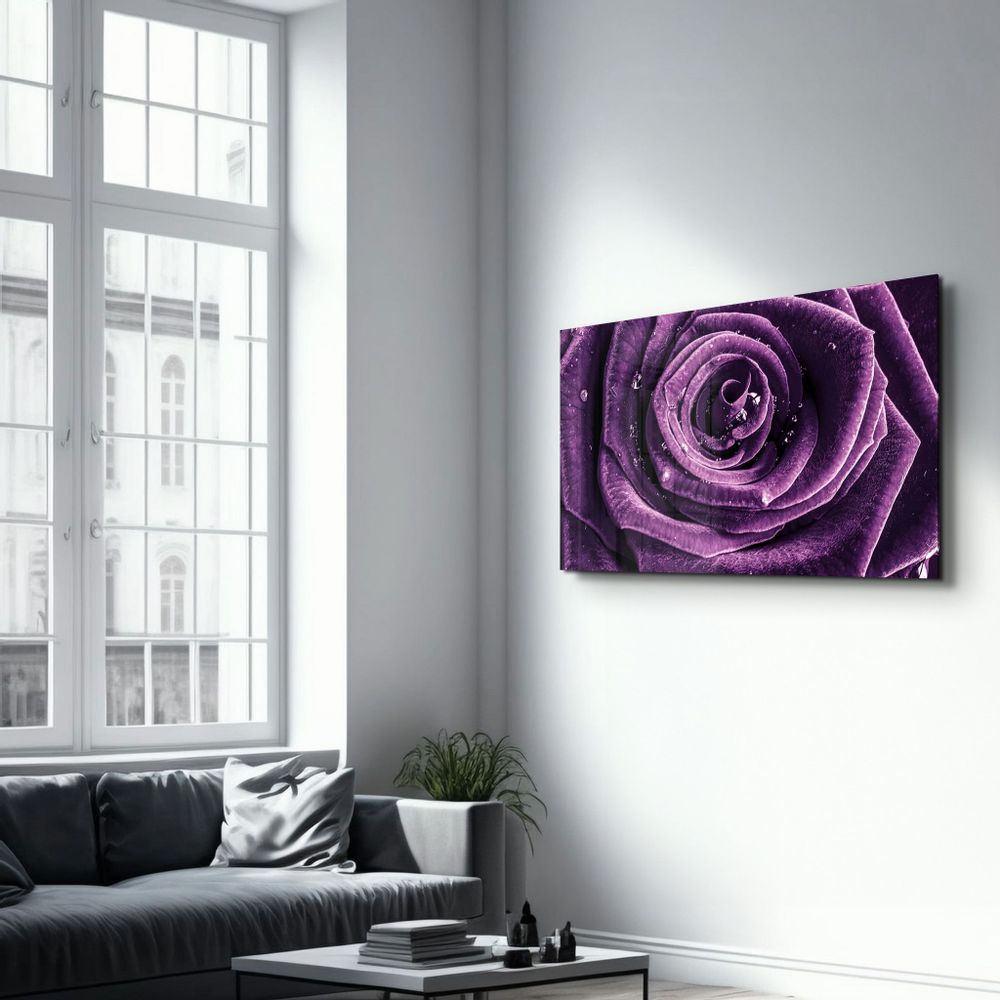Autres décorations murales - Purple Rose V2 | Glass Wall Art - ARTDESIGNA