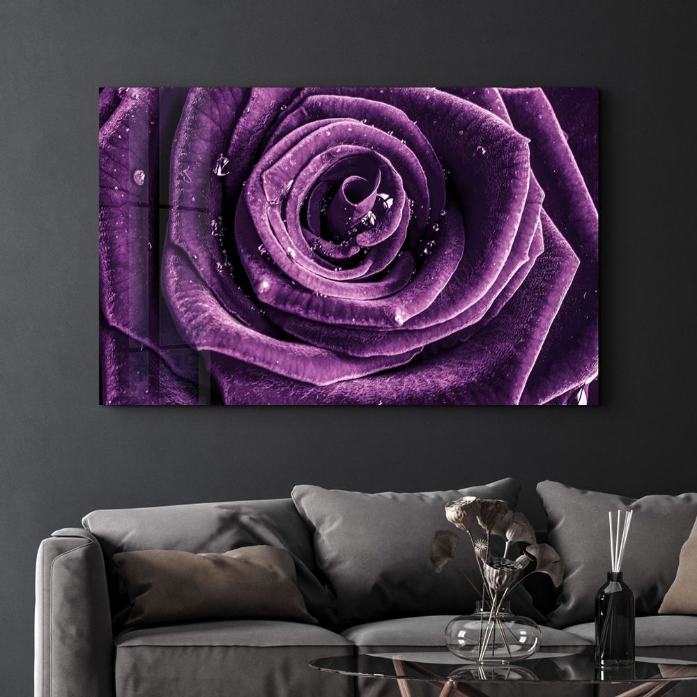 Autres décorations murales - Purple Rose V2 | Glass Wall Art - ARTDESIGNA