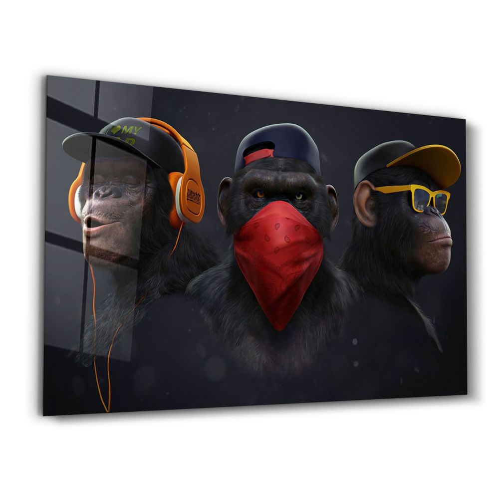 Other wall decoration - Monkeys Gang | Glass Wall Art - ARTDESIGNA
