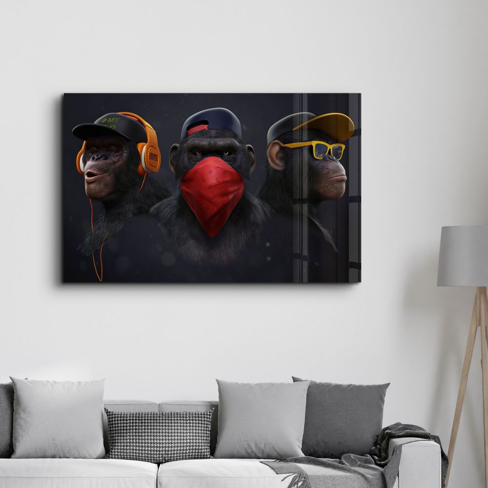 Other wall decoration - Monkeys Gang | Glass Wall Art - ARTDESIGNA