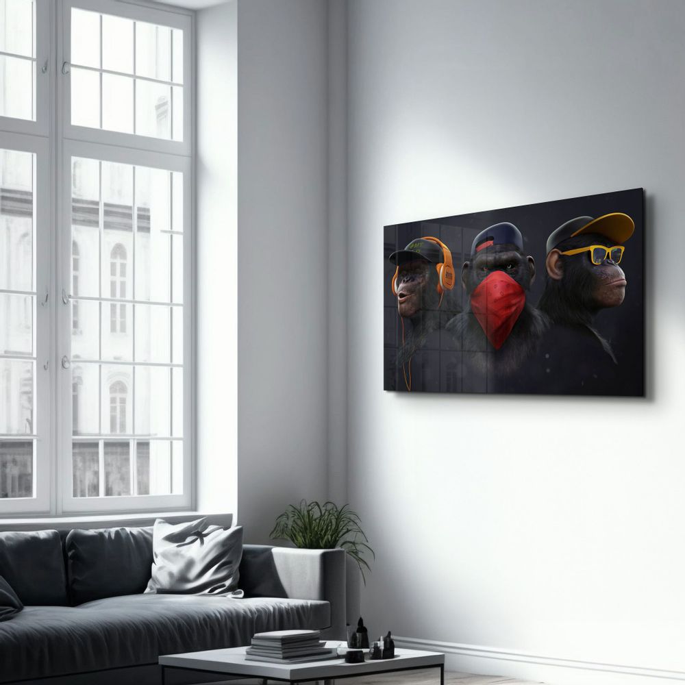 Other wall decoration - Monkeys Gang | Glass Wall Art - ARTDESIGNA