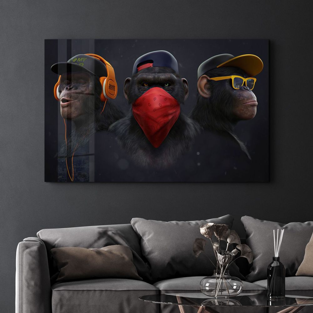 Other wall decoration - Monkeys Gang | Glass Wall Art - ARTDESIGNA