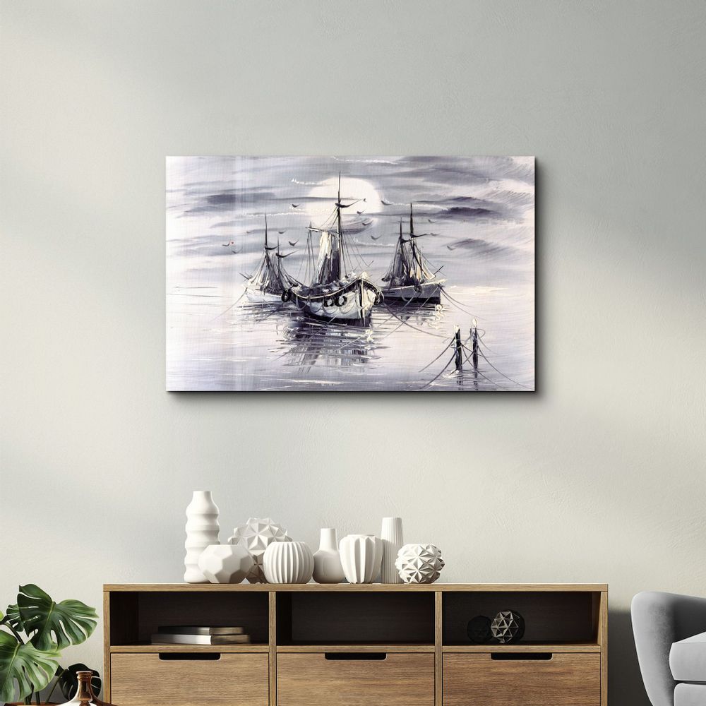 Autres décorations murales - White Boats | Glass Wall Art - ARTDESIGNA