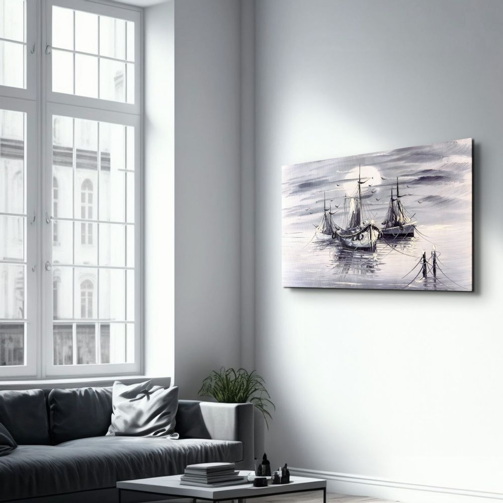 Autres décorations murales - White Boats | Glass Wall Art - ARTDESIGNA